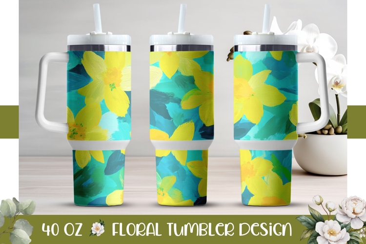 Narcissus Tumbler Wrap Design, Art Flowers 40 Oz Tumbler PNG