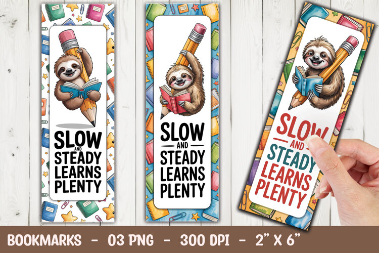 Sloth Back to School Animal Bookmark Sublimation PNG example image 1