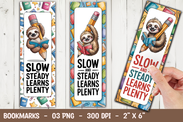 Sloth Back to School Animal Bookmark Sublimation PNG