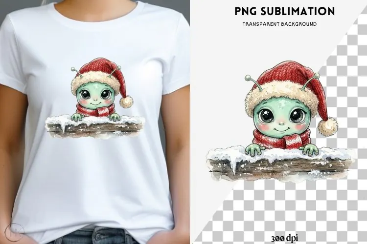 Christmas peeking character png design for T-shirts