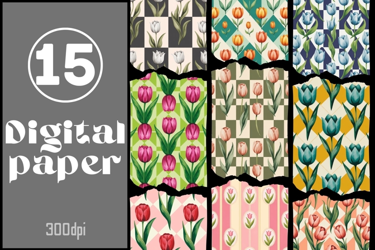 Tulip Floral Digital Paper Bundel