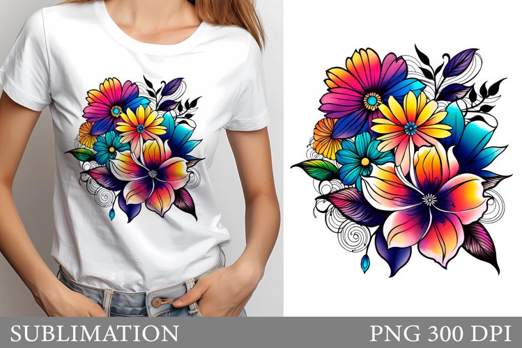 Flowers Sublimation. Flowers T-Shirt Sublimation example image 1