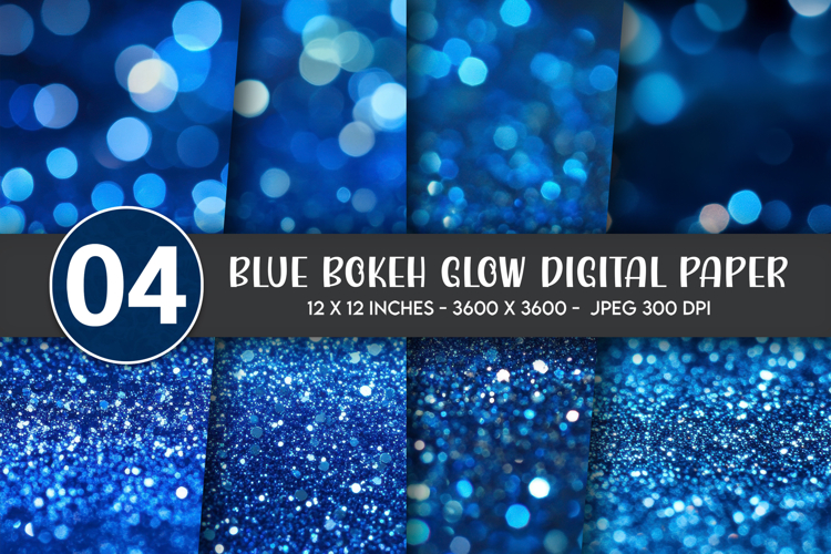 Blue Bokeh Glow Digital Paper