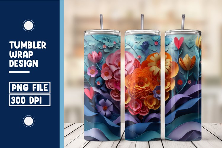 Heart Flower Tumbler Wrap Design
