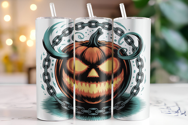 Halloween Pumpkin Tumbler Wrap | Sublimation | Tumblers example image 1