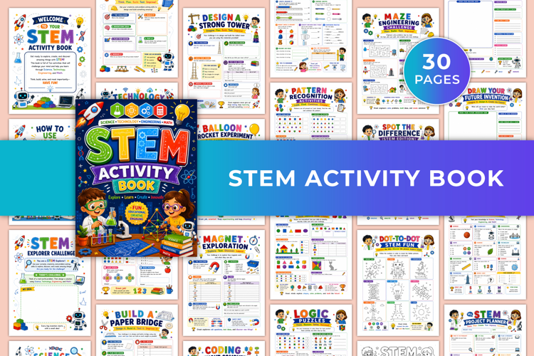 STEM Activity Book | Science, Technology, Engineering & Math