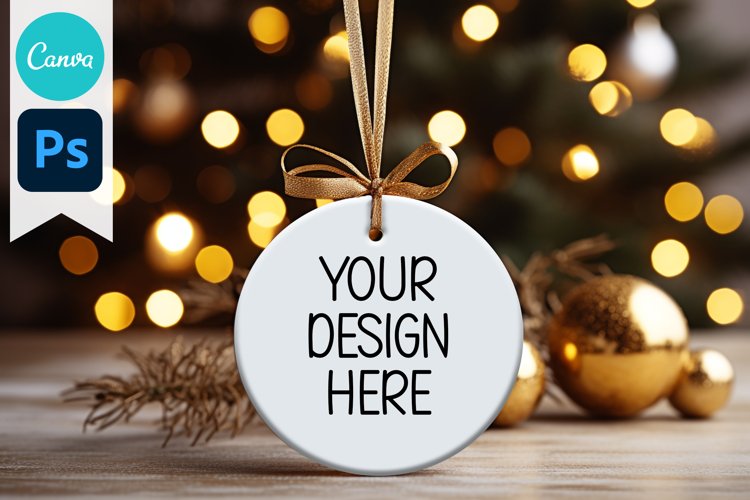 Blank Circle Christmas Ornament Mockup | Sublimation Mockup
