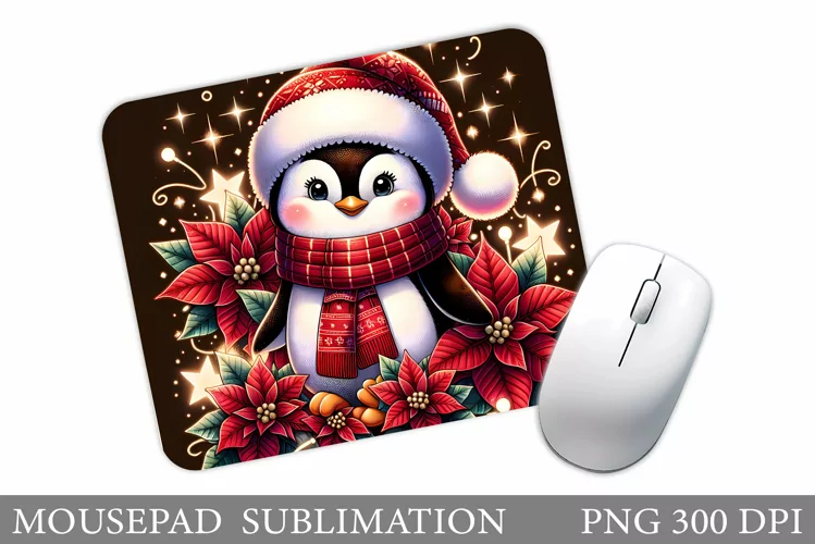 Cute Penguin Mouse Pad. Christmas Penguin Mouse Pad Design