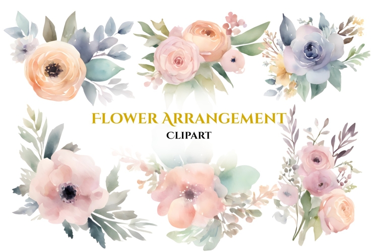 Watercolor Flower Arrangement Clipart PNG, Floral Cliparts