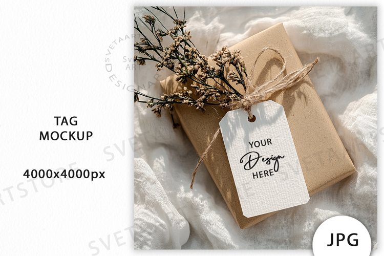 Gift Tag with Box Mockup JPG