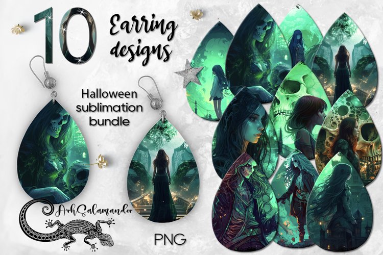 Mystic Halloween | 10 Teardrop earring sublimation designs