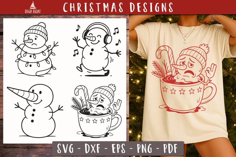 Christmas Clipart Black and White Image 24