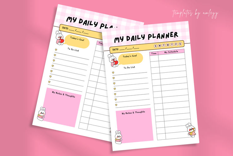 Cute Daily Planner Digital Template Pastel Aesthetic Planner