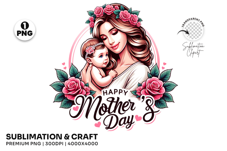 Mother and Baby Love Happy Mothers Day T-Shirt PNG Design