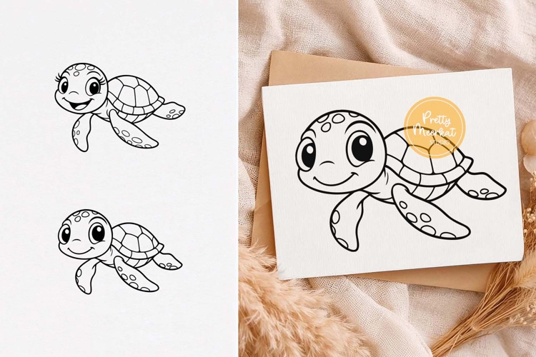 Cute Sea Turtle svg, Baby Turtle Clipart, Boy, Girl, svg png