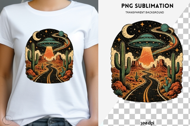 Roswell road trip png design for T-shirts