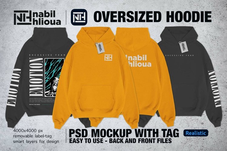 oversize Hoodie PSD Mockup Templates for Print on Demand
