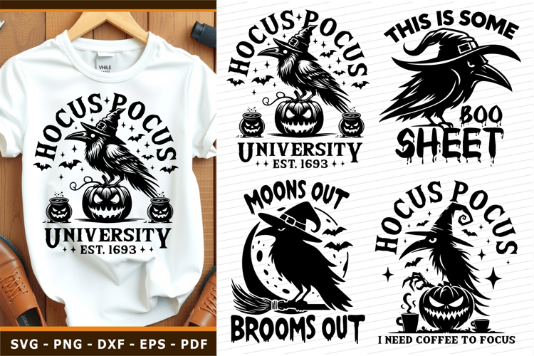 Halloween SVG, Raven SVG, hocus pocus T shirt designs PNG