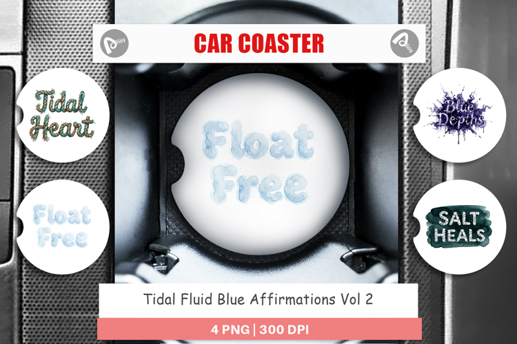 Tidal Fluid Blue Affirmations Car Coaster