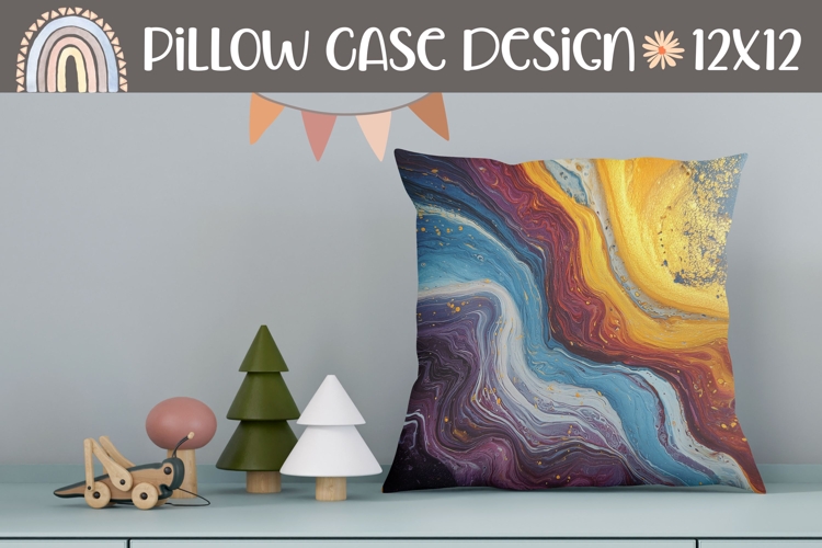 Abstract Pillow Case Design, Fluid Art Pillow Template