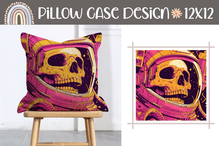 Skull Pillow Case, Space Pillow Sublimation Design