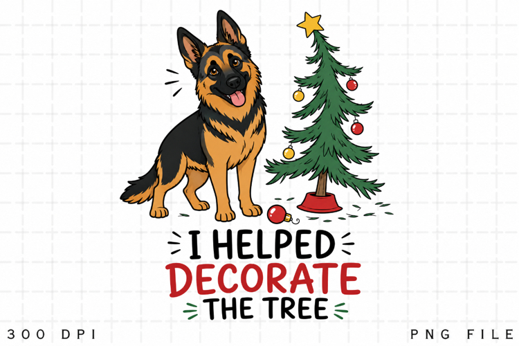 German Shepherd Christmas PNG, I Helped Decorate The Tree