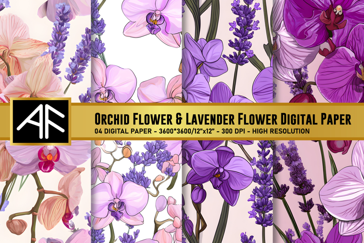 Orchid   Lavender Flower Digital Paper | Flower Pattern
