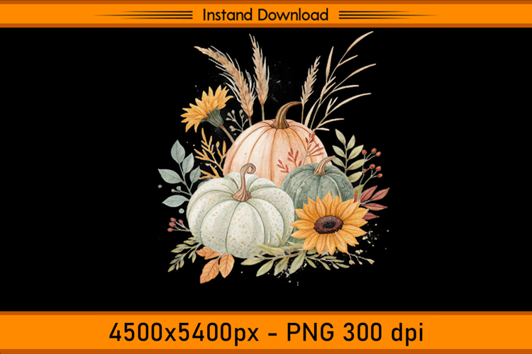 Rustic Fall Pumpkins and Sunflowers Sublimation PNG