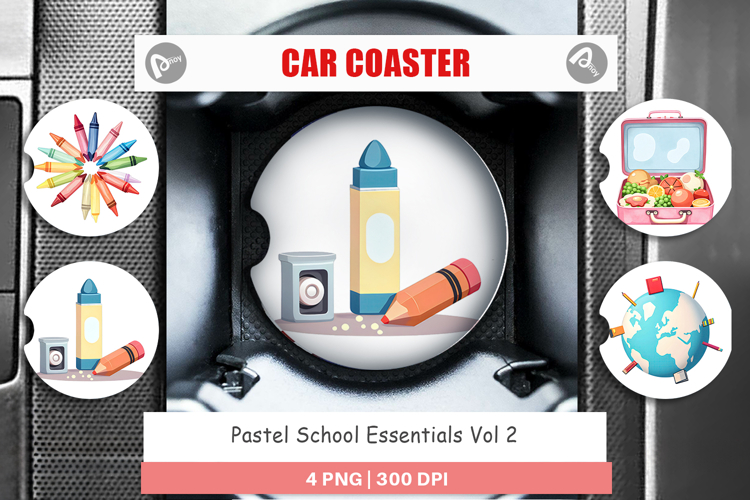 Car Coaster Pastel School Essentials