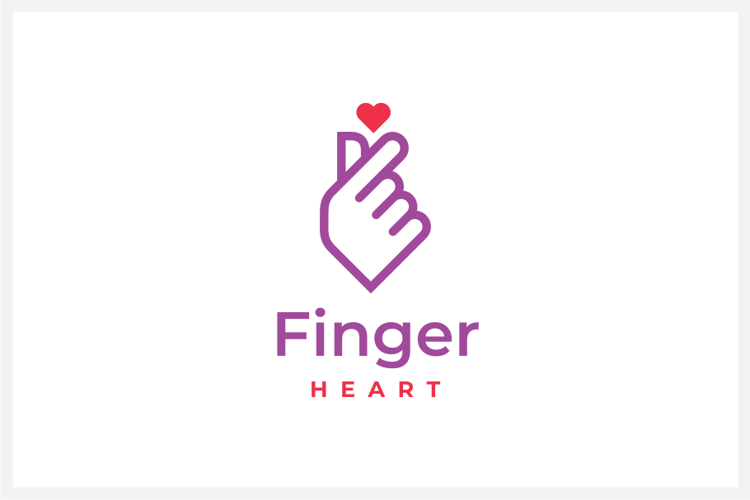Monoline Finger Heart Gesture Logo Design Vector