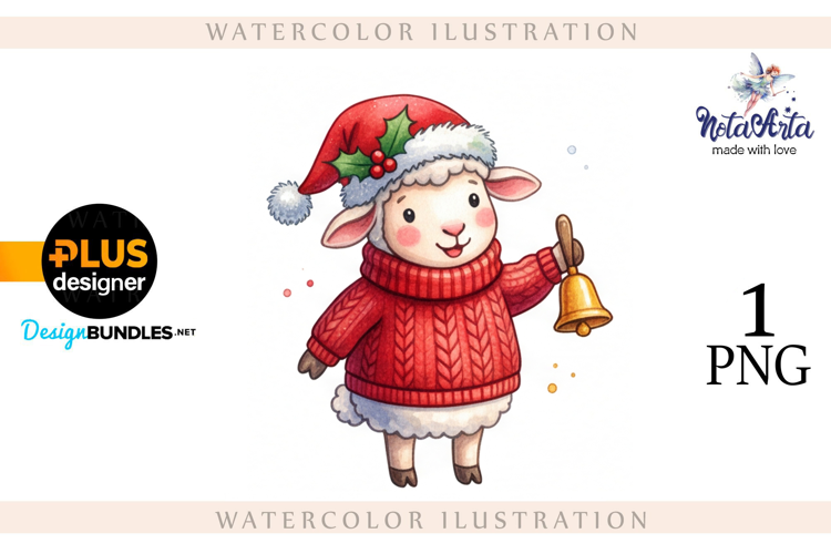 Christmas Sheep in Watercolor Style