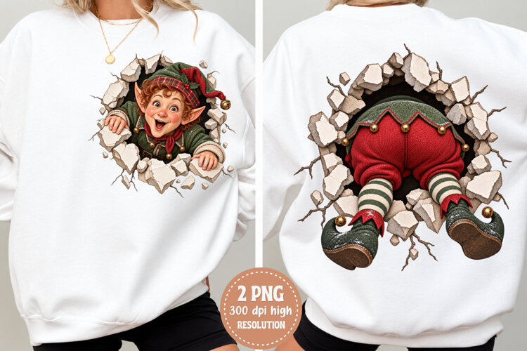 Christmas Elf Through Wall PNG example image 1