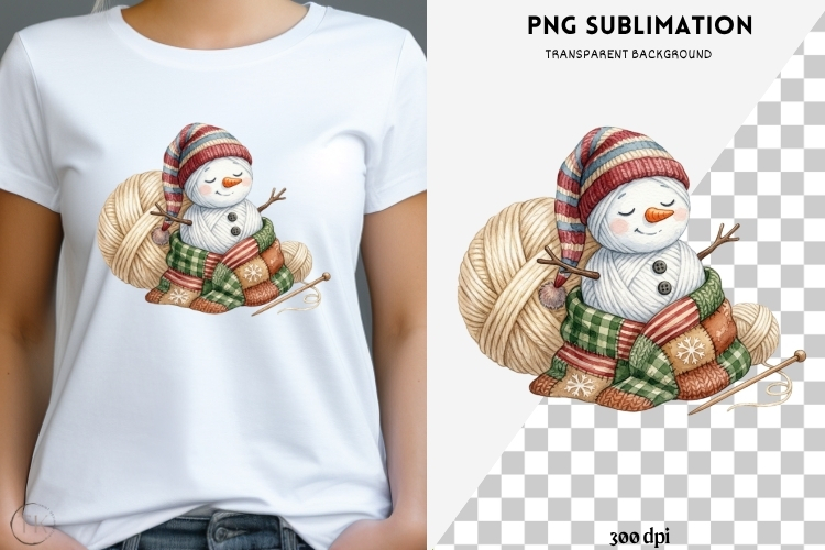 Yarn snowman png design for T-shirts