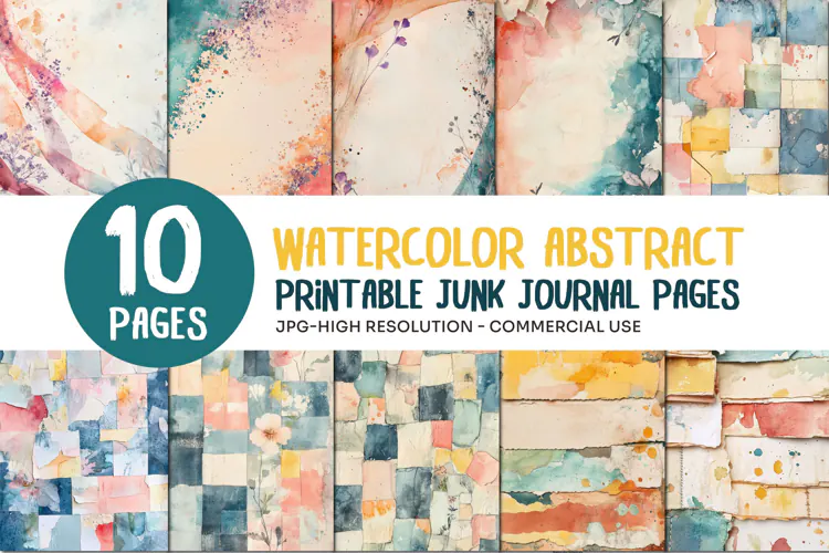 Watercolor Abstract Junk Journal Pages