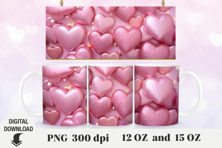 Valentine Mug Wrap, heart 3d Mug Sublimation (3019974)