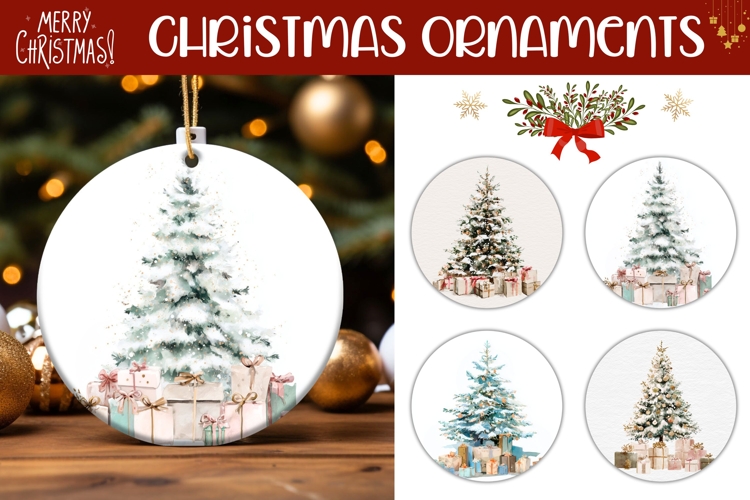 Watercolor Christmas Ornament Designs, Christmas Gift Tags