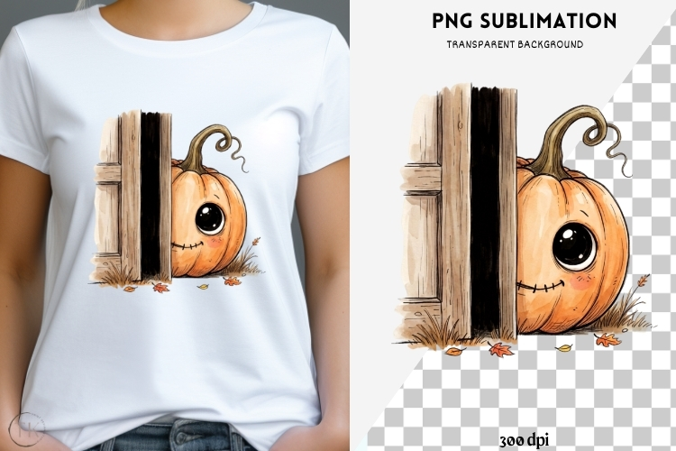 Peeking pumpkin halloween png design for T-shirts