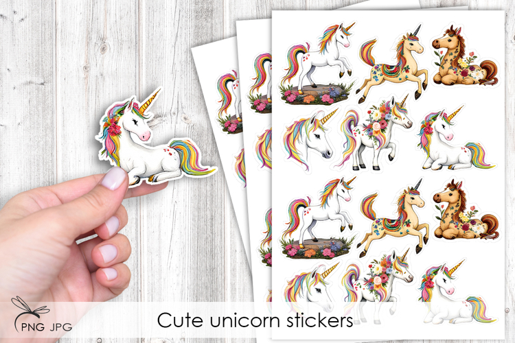 Cute unicorn stickers- 6 Variations