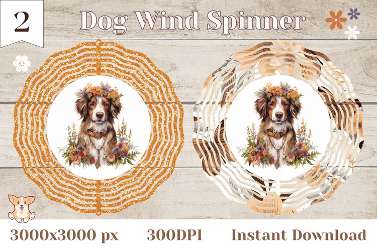 Watercolor Dog Wind Spinner Design, Dog Sublimation Design example image 1