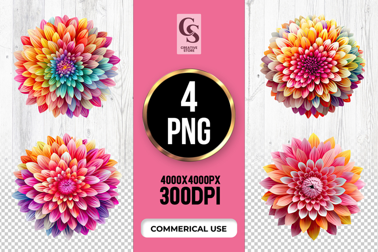 Colorful Flower Clipart Sublimation PNG