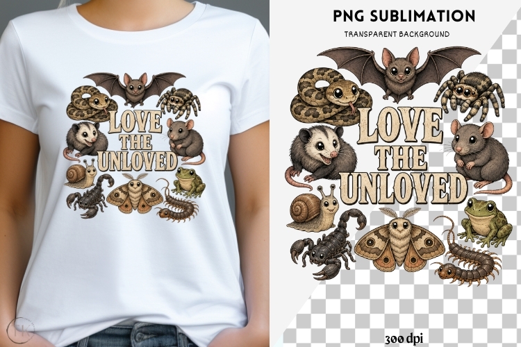 Unloved animals png design for T-shirts