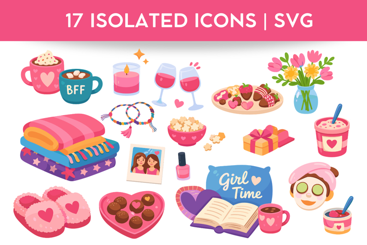Valentines Day SVG | 17 ISOLATED ICONS | Galentines Day