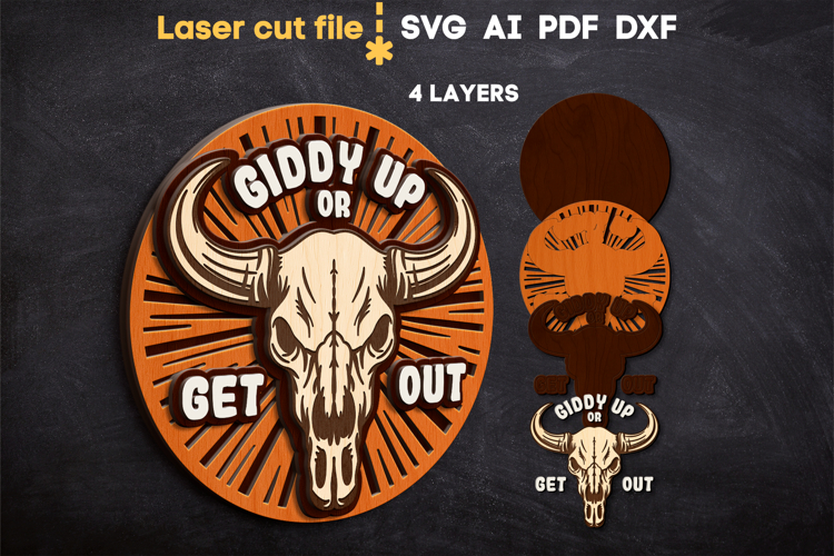 Cow Skull SVG laser cut files for Glowforge