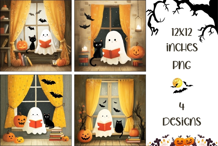 Cartoon Halloween Ghost Backgrounds, Kids Halloween PNG