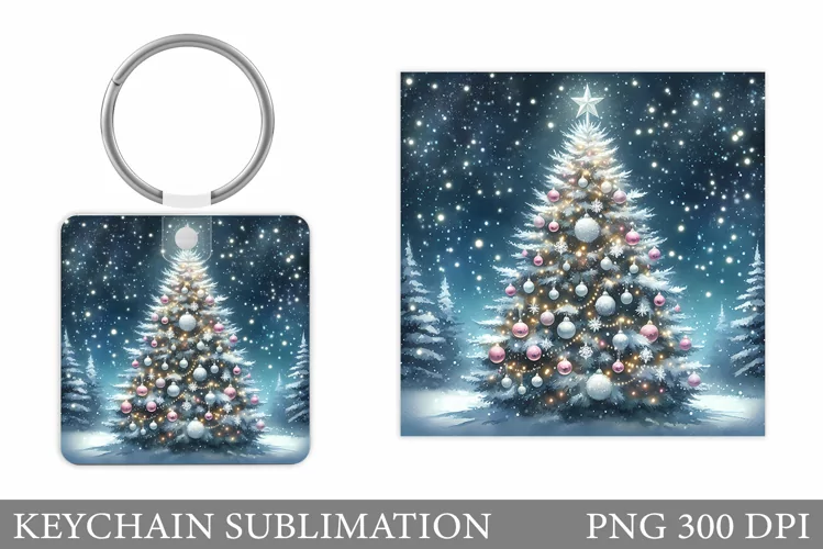 Christmas Tree Keychain. Christmas Keychain Sublimation