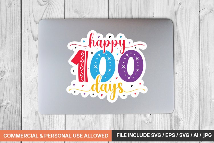 Happy 100 Days Sticker Design