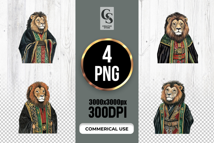 Royal Lion King Watercolor Clipart Sublimation PNG