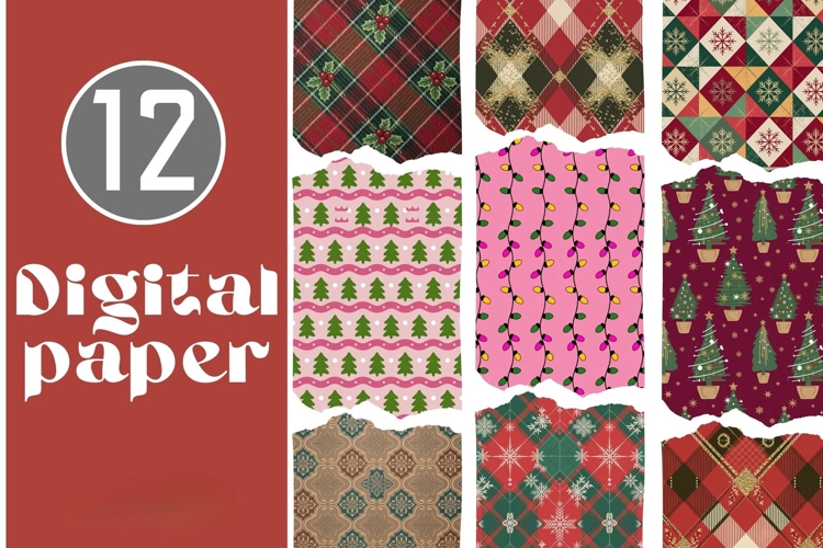 Christmas Digital Paper Pack 12 JPG