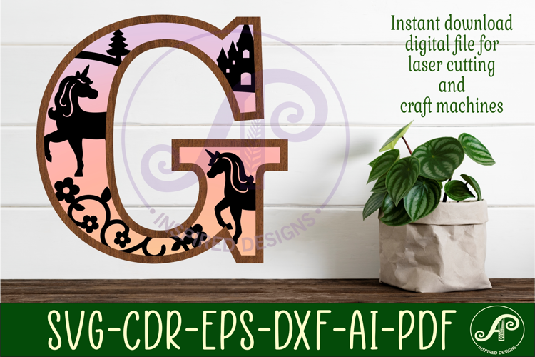 Unicorns Large G wall Letter 3 layer sign