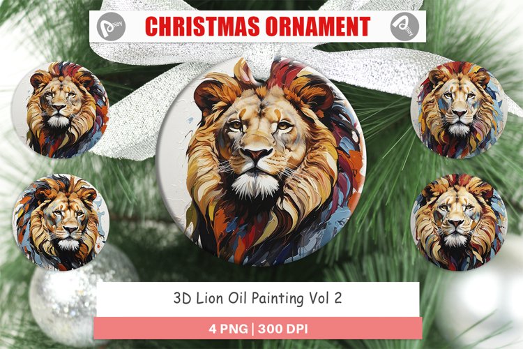 Christmas Ornaments 3D Lion Painting